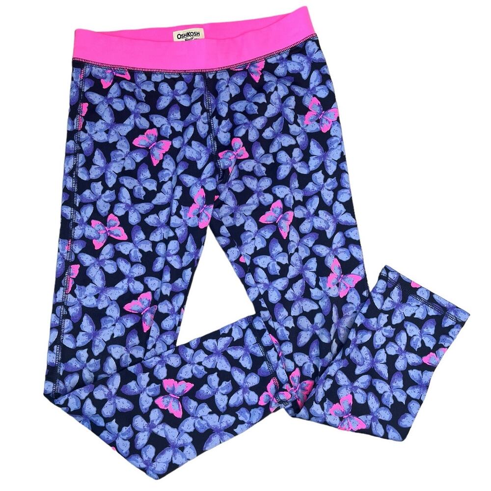 OshKosh B'gosh hot pink blue butterfly print active leggings girls size 10